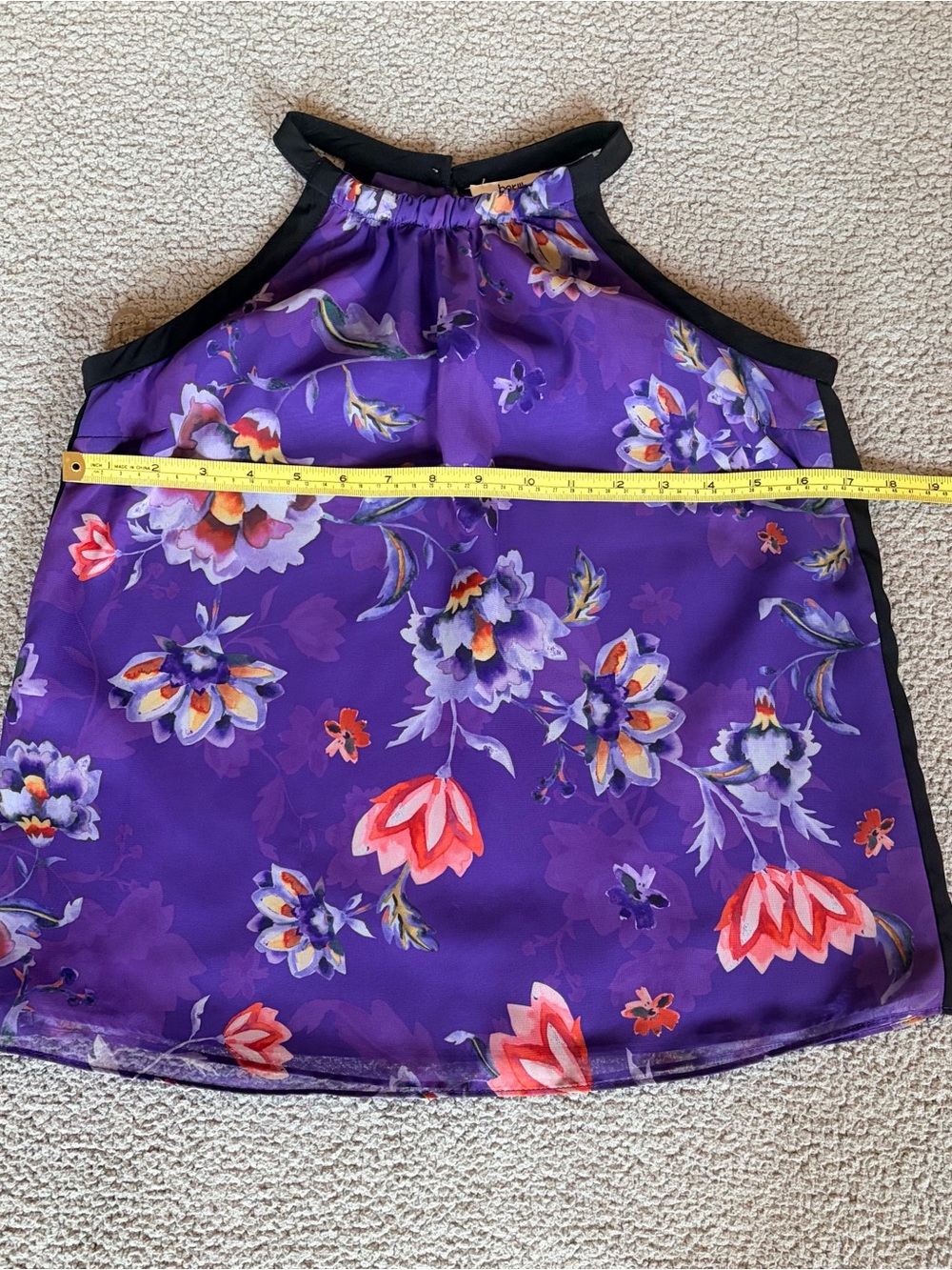 Whimsy Fairy Boho Floral A Line Halter Top Purple Black Size XS - Picture 3 of 9